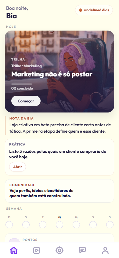 Print real da home do app Alas.